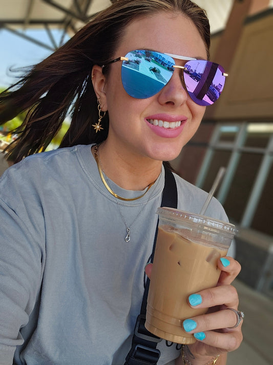 18K Gold PVD Huggie with Compass Charm Earrings