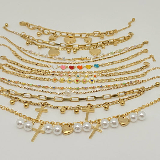 Multi-style Cutesy Stainless Steel Gold-plated Bracelet