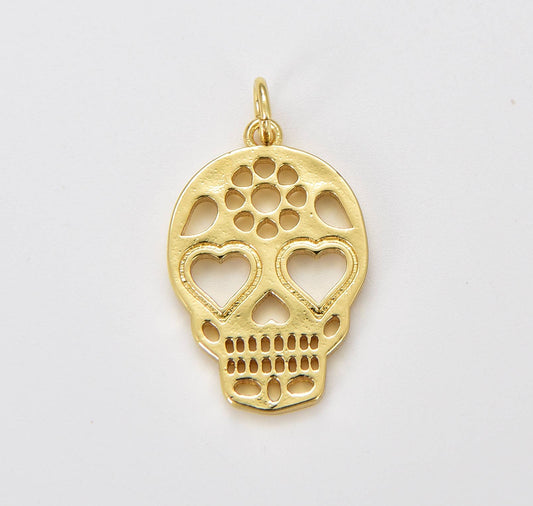 Gold Filled Skull Head Charm, Skeleton Charm