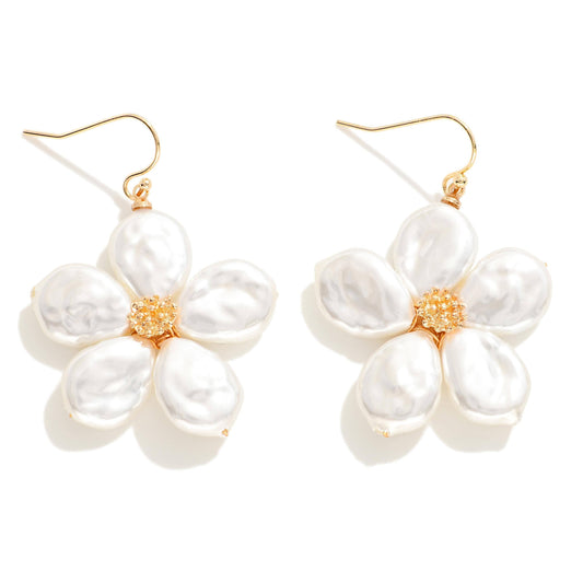 Pearl Daisy Drop Earrings