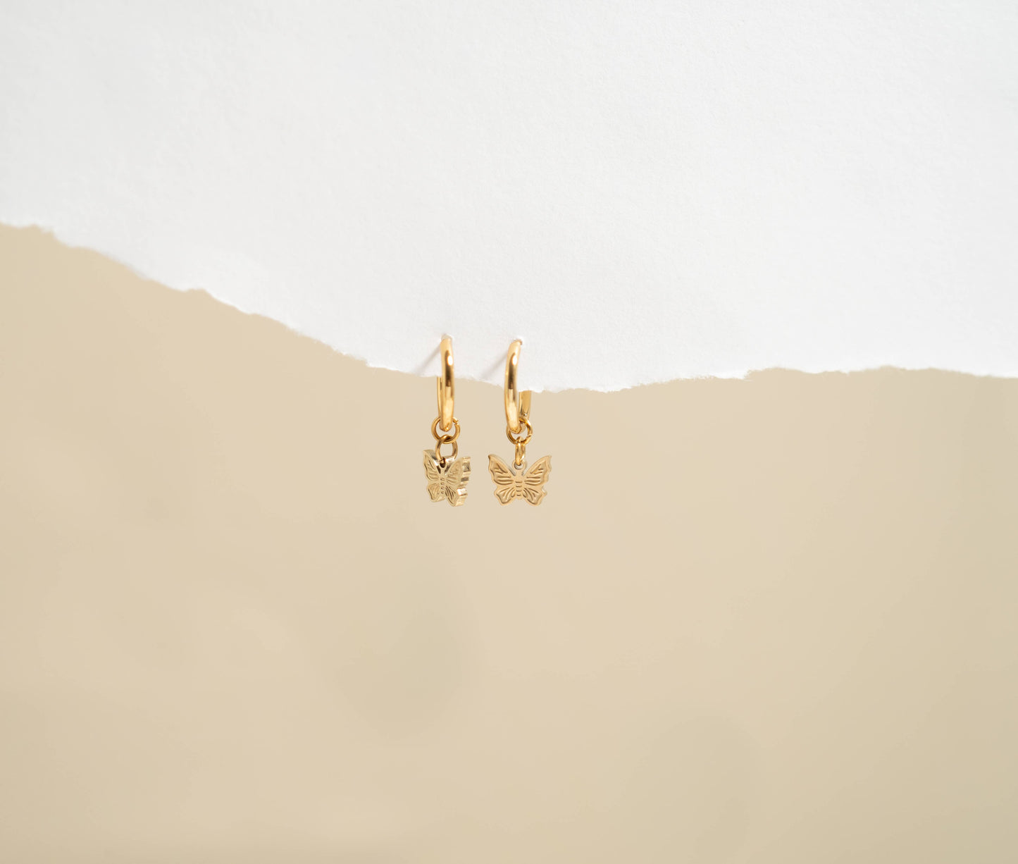 18K Gold PVD Stainless Steel Butterfly Huggie Earrings