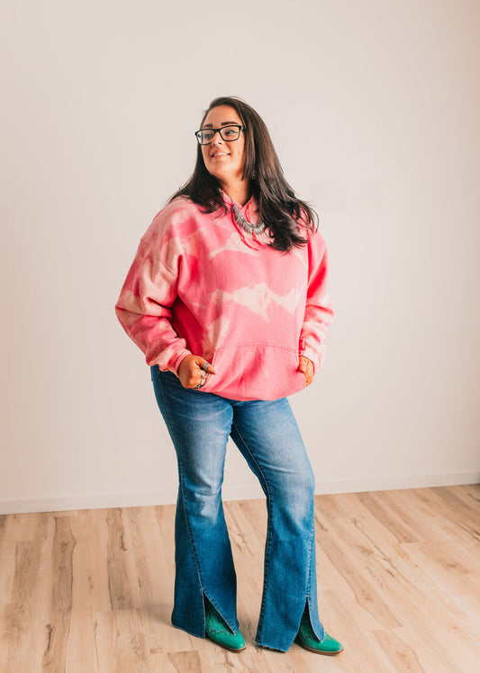 Studio|Bleached Hoodie In Light Pink