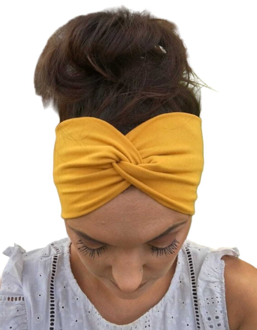 Studio|Boho Twisted Wide Headband In Mustard
