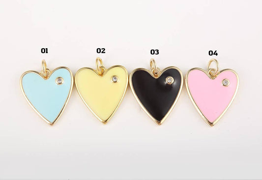 Enamel Heart Charm Pendant in Gold Filled