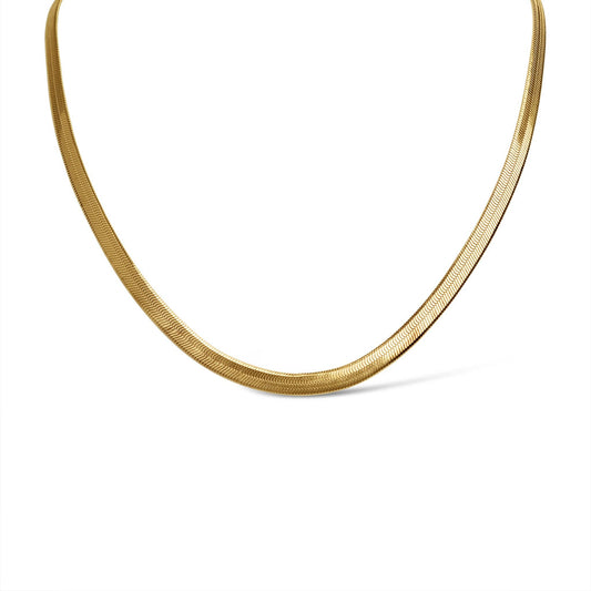 18k Gold Waterproof Herringbone Chain Necklace