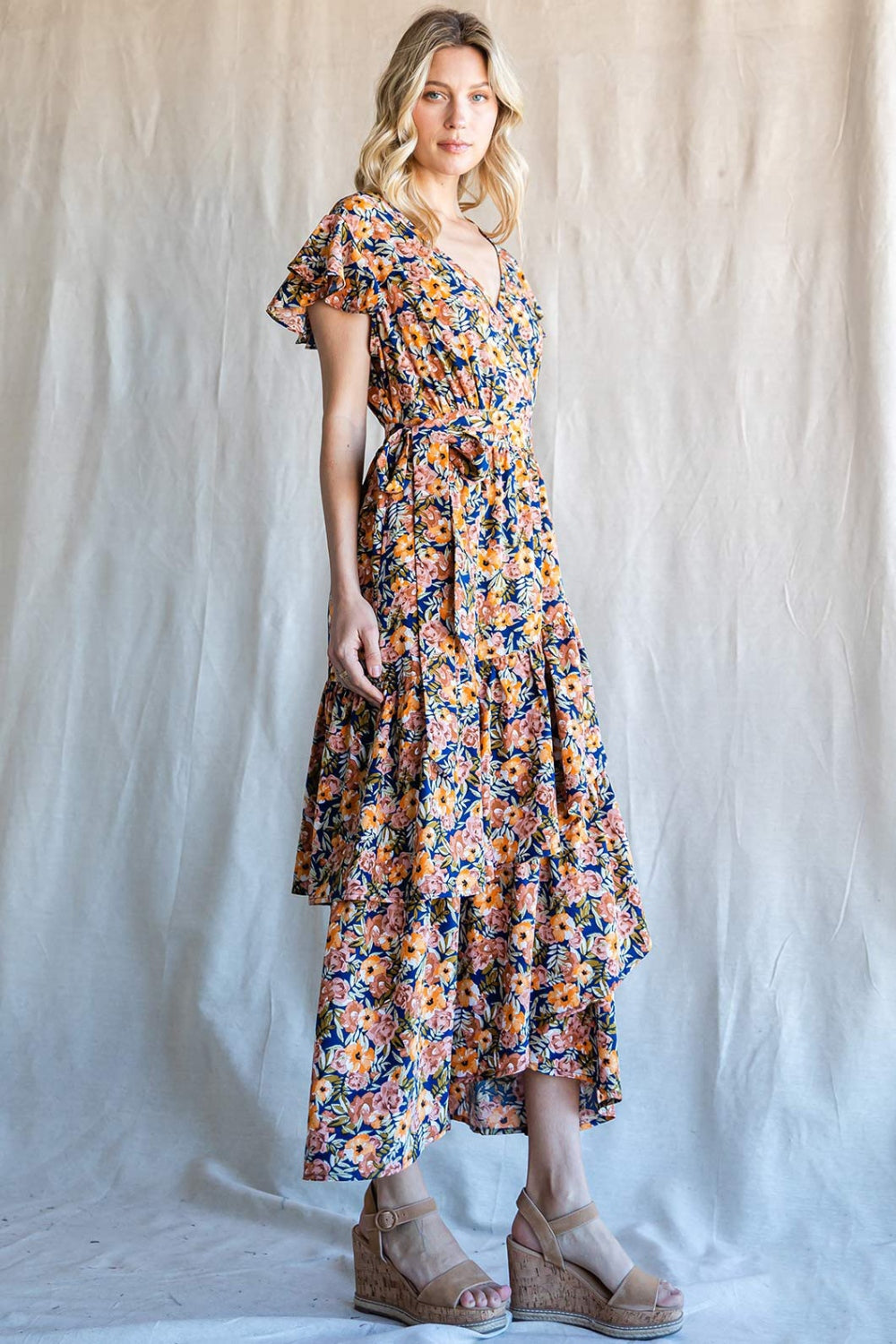 Picking Flowers Floral Ruffled Midi Dress