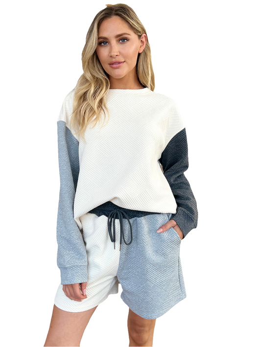 Contrast Drop Shoulder Top and Shorts Set