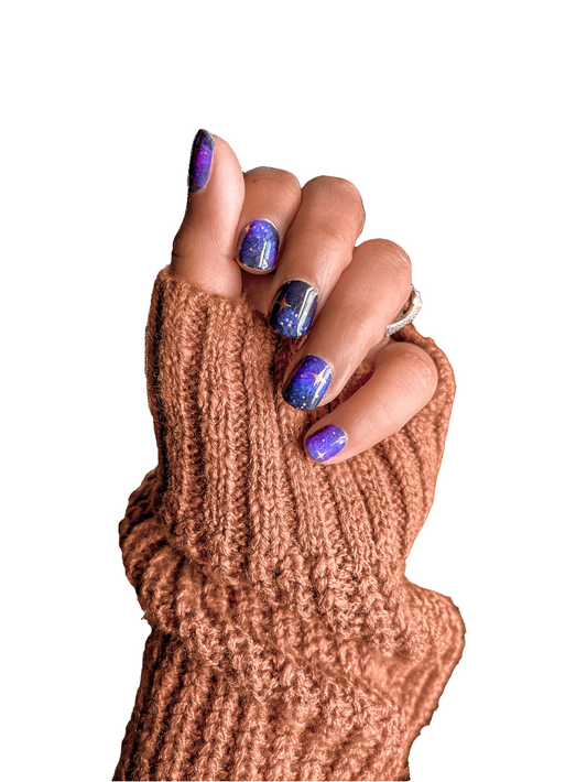 Studio|Cosmic Amethyst | Moody Deep Purple Galaxy Nail Wrap Set