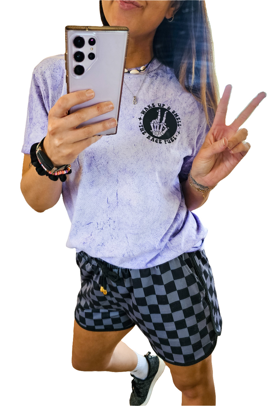 Studio|Race Day Vibes Checkered Drawstring Everyday Shorts
