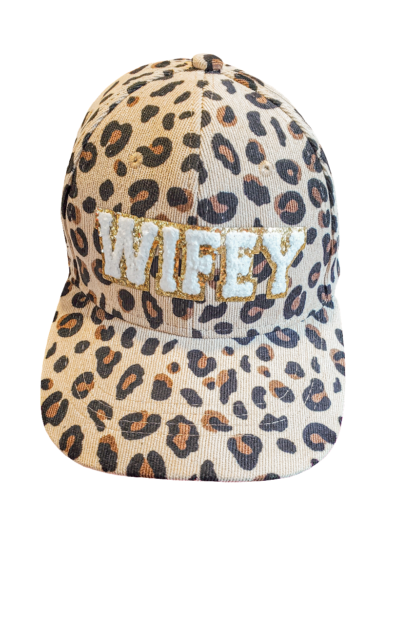 Wifey Corduroy Ball Cap In Leopard