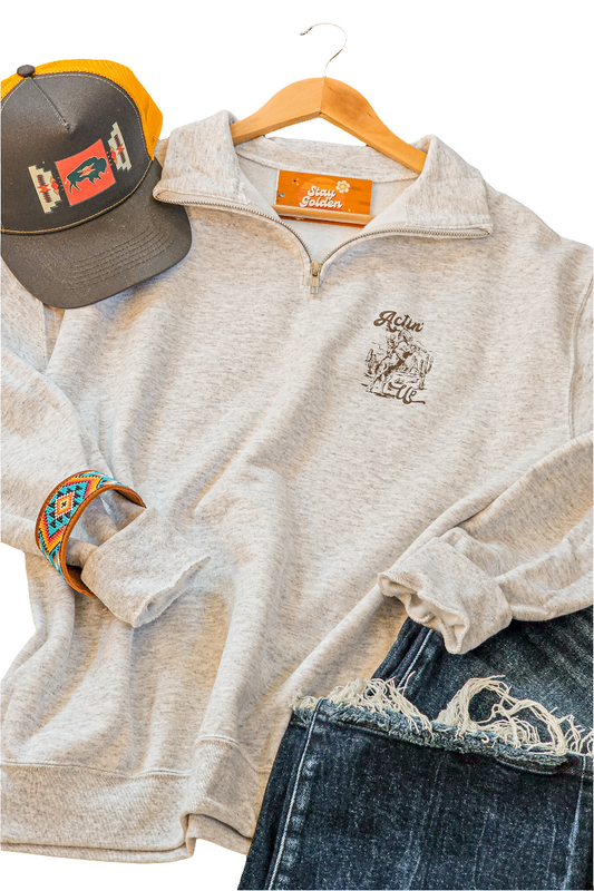 Made To Order|Actin' Up 1/4 Zip Pullover In Ash