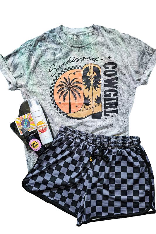 Made To Order |Sunkissed Cowgirl Acid Washed Graphic Tee