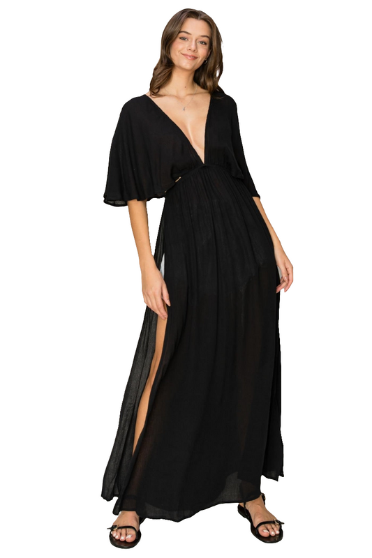 Summer Tie Back Maxi Split Cover Up Dress