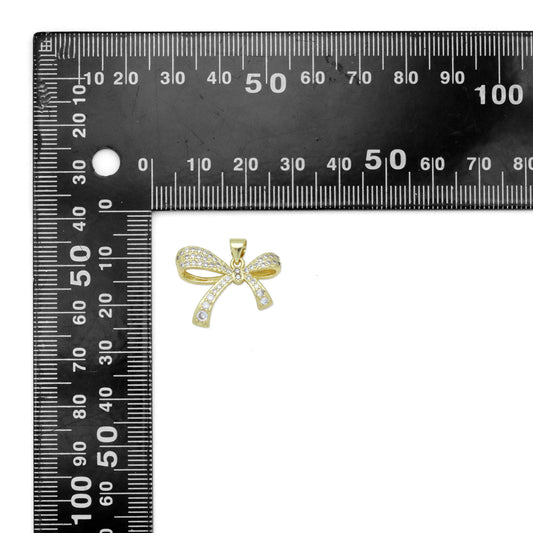 Gold Clear CZ Bowknot Charm Pendant