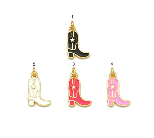 CZ Colorful Enamel Boot Charm