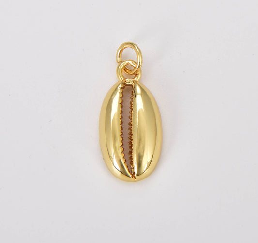 Gold Filled Cowrie Shell Charm, Summer Pendant