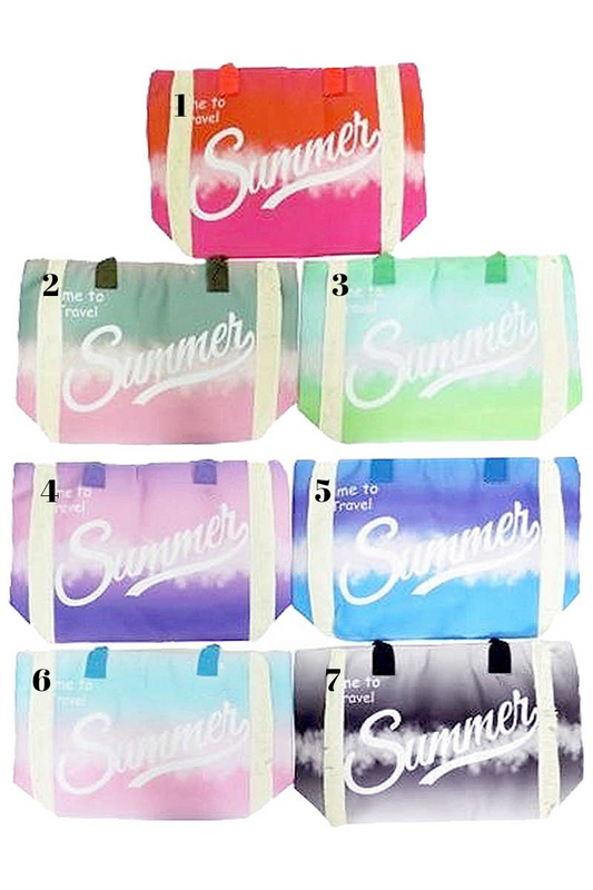 Summer Tie Dye Beach Vibe Fray Trim Canvas Tote Bag