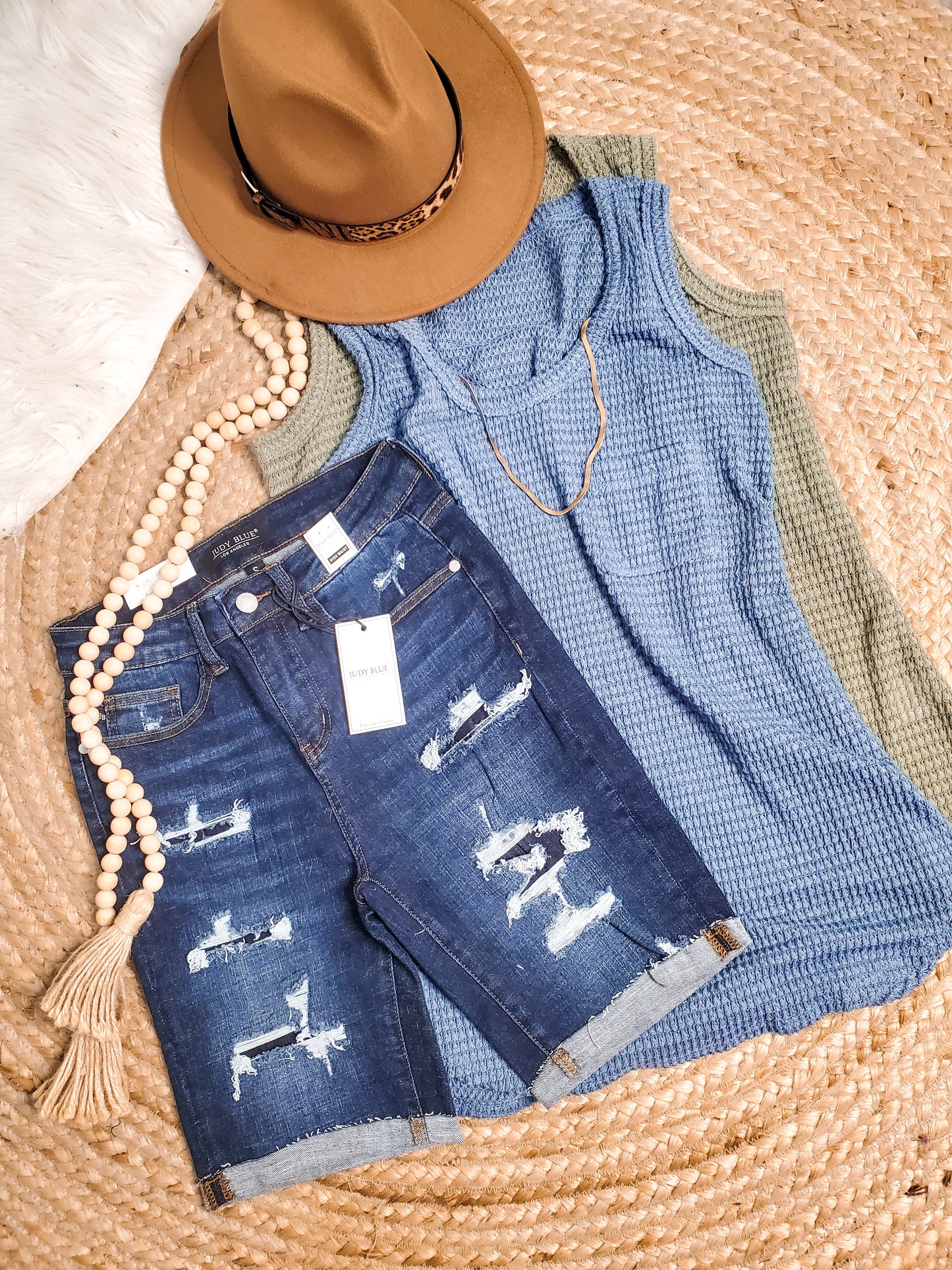 Studio|Judy Blue Lucy High Rise Patch Bermuda Shorts