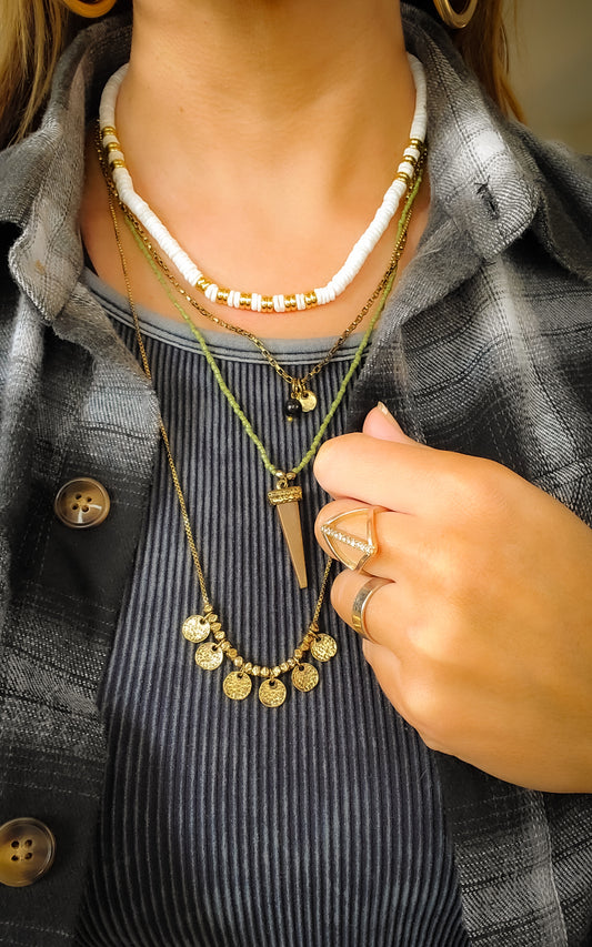 18k Gold Handmade Shell Bead Necklace