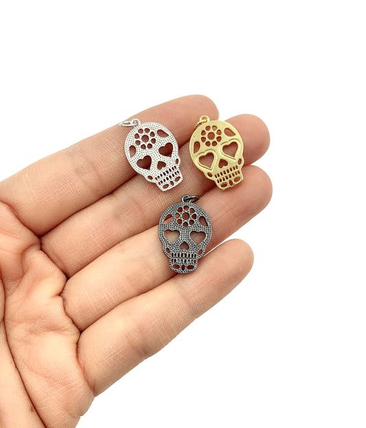 Gold Filled Skull Head Charm, Skeleton Charm