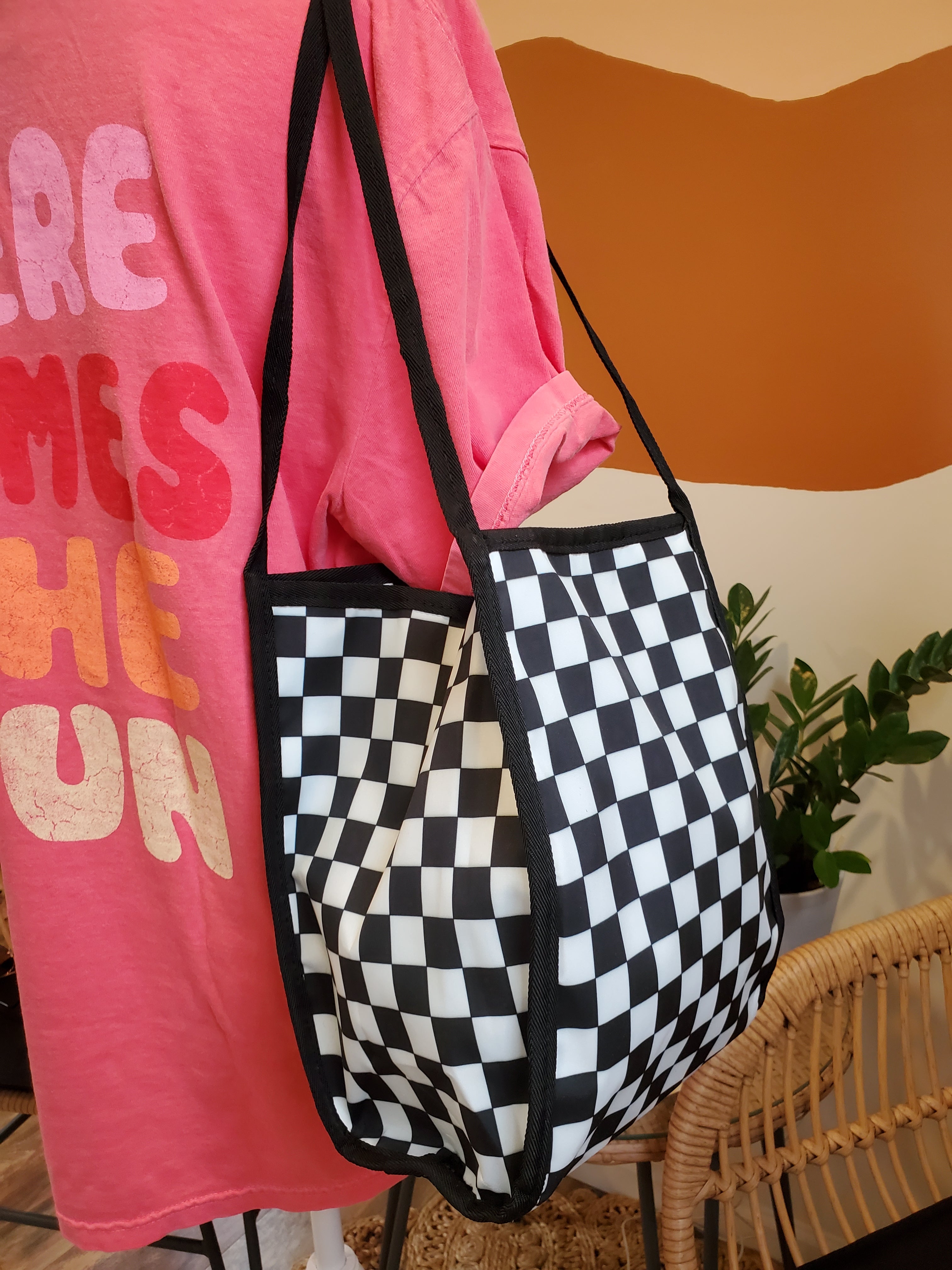 It's Race Day Checkered Tote Bag