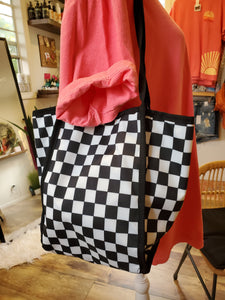 It's Race Day Checkered Tote Bag