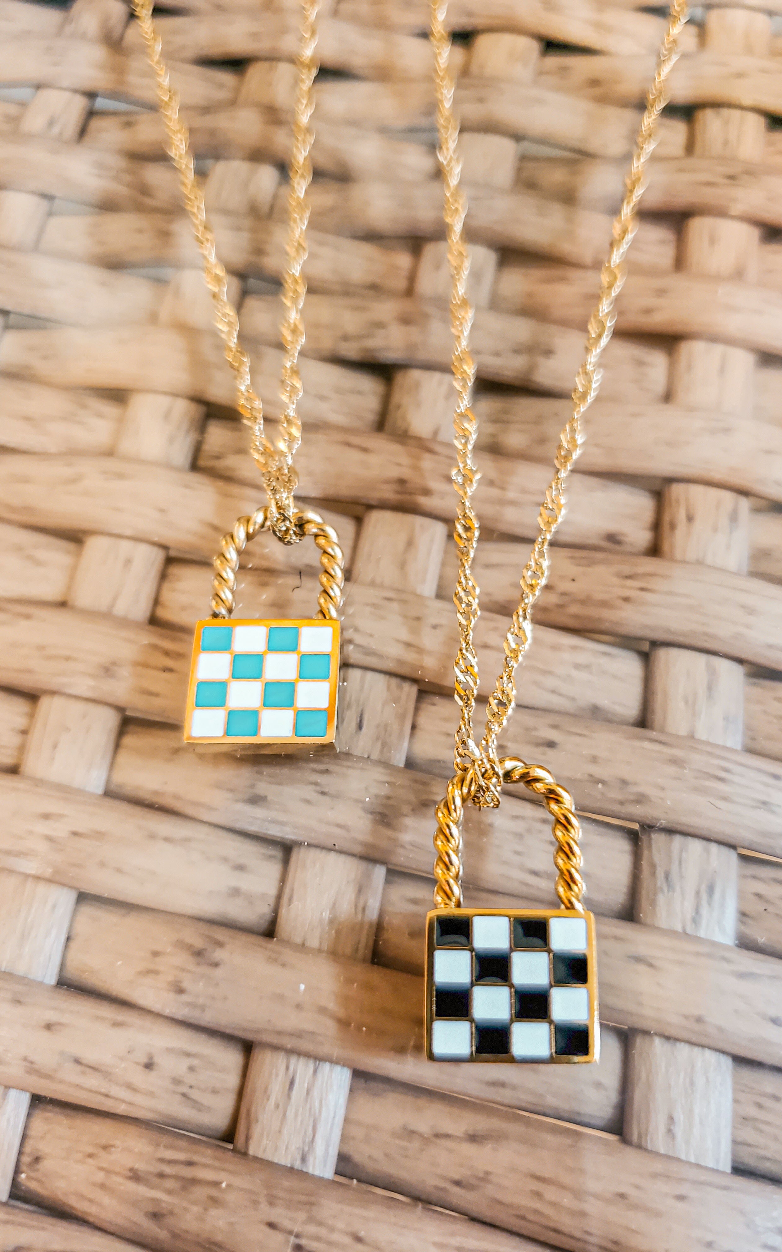 Let's Go Racing Checkered Locket Necklace