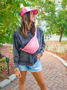 Check Yourself Checkered Belt Bum Bag In Pink