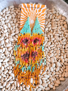 Sunflower Turquoise Seed Bead Earrings