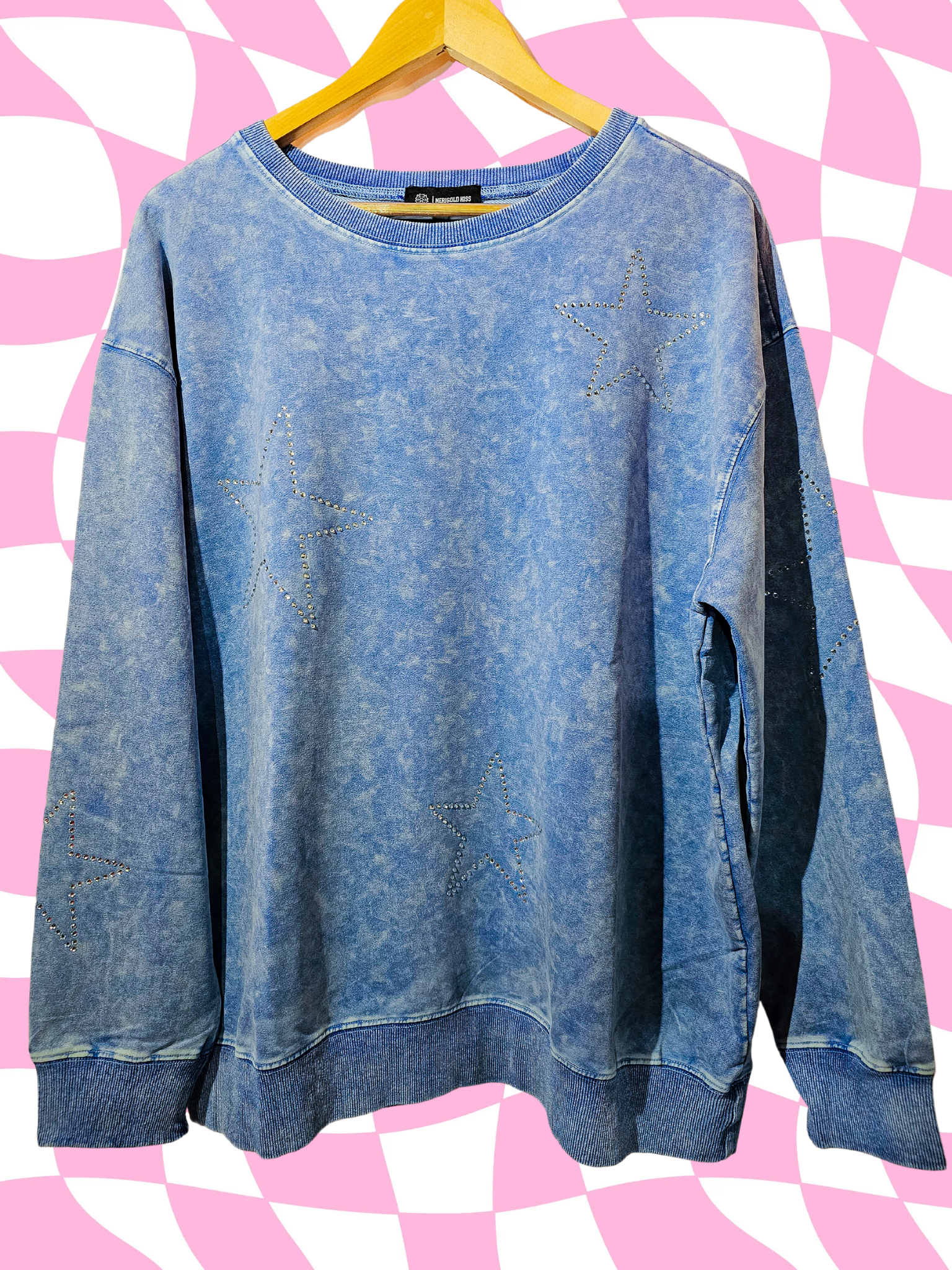 Rhinestone Star Blue Sweatshirt