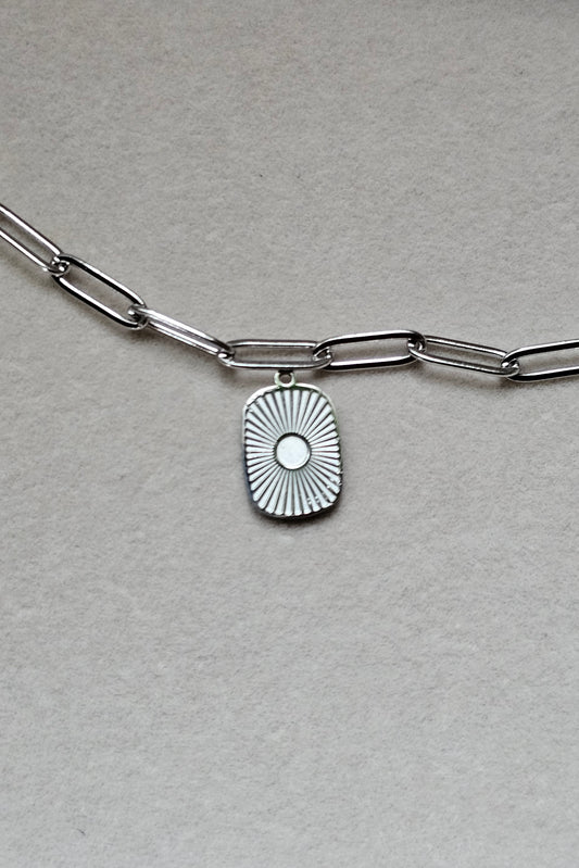 18K Gold PVD Stainless Steel Sunburst Medallion Charm