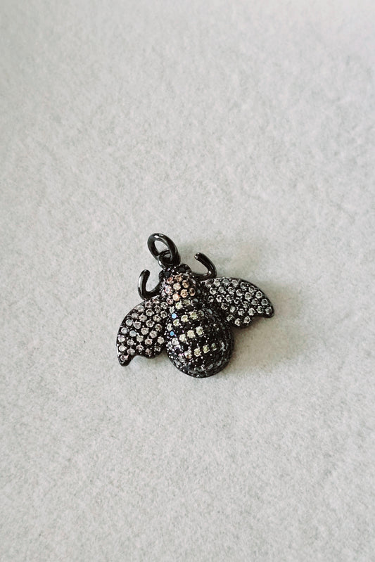 BEE Inspired Charm CZ Micro Pave Silver/Black