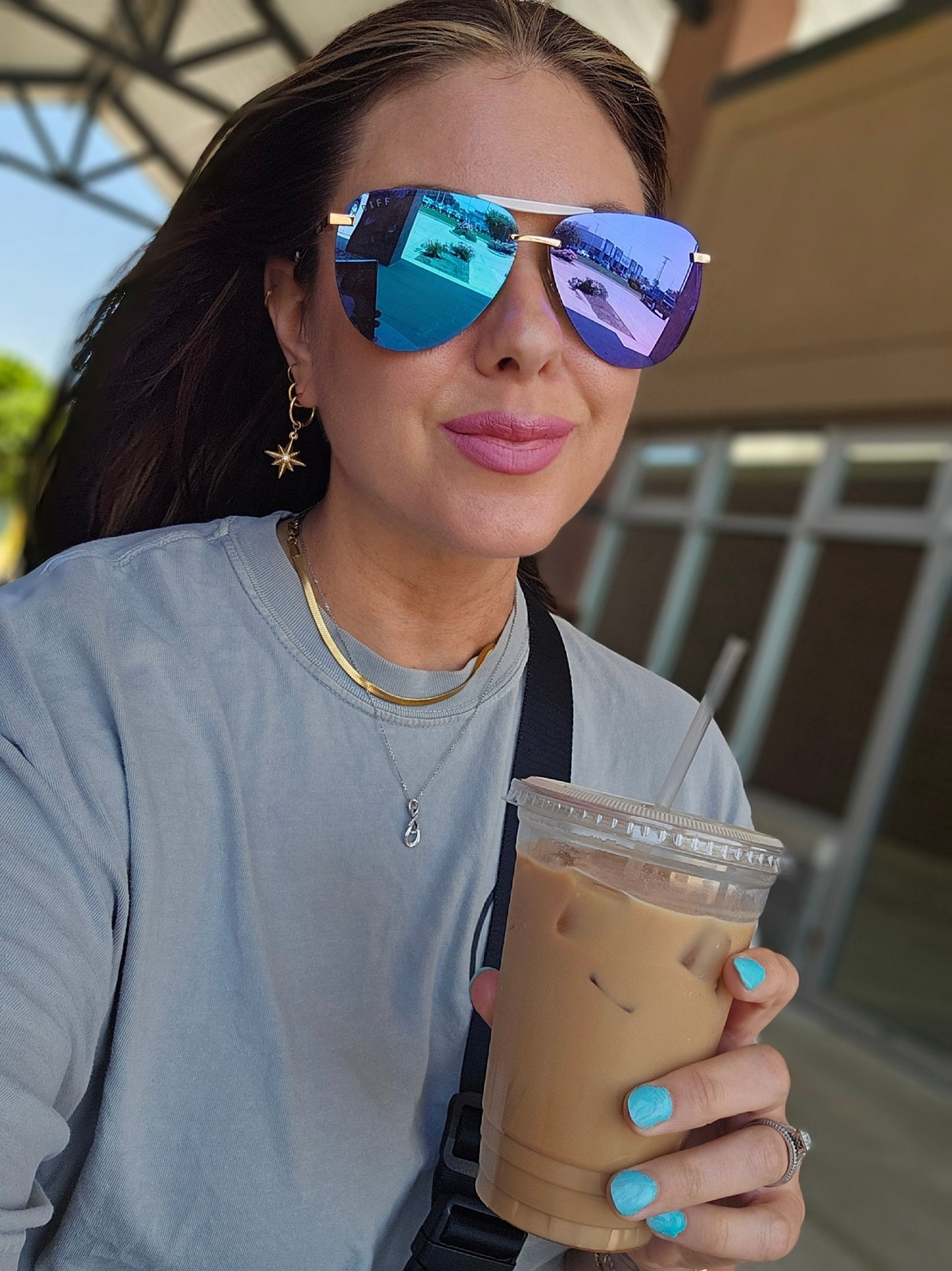 18K Gold PVD Huggie with Compass Charm Earrings