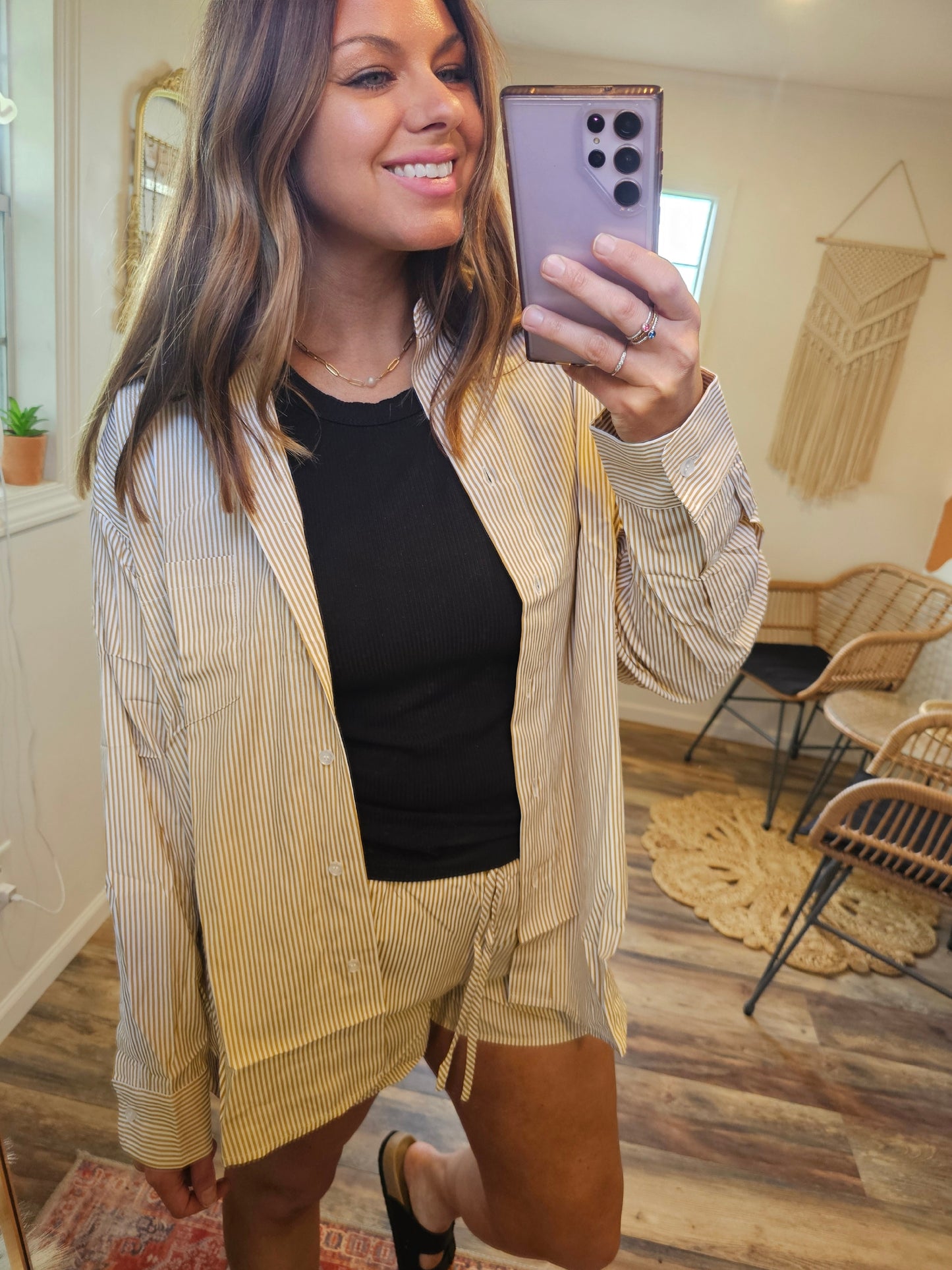 Tuscany Striped Shirt and Shorts Set