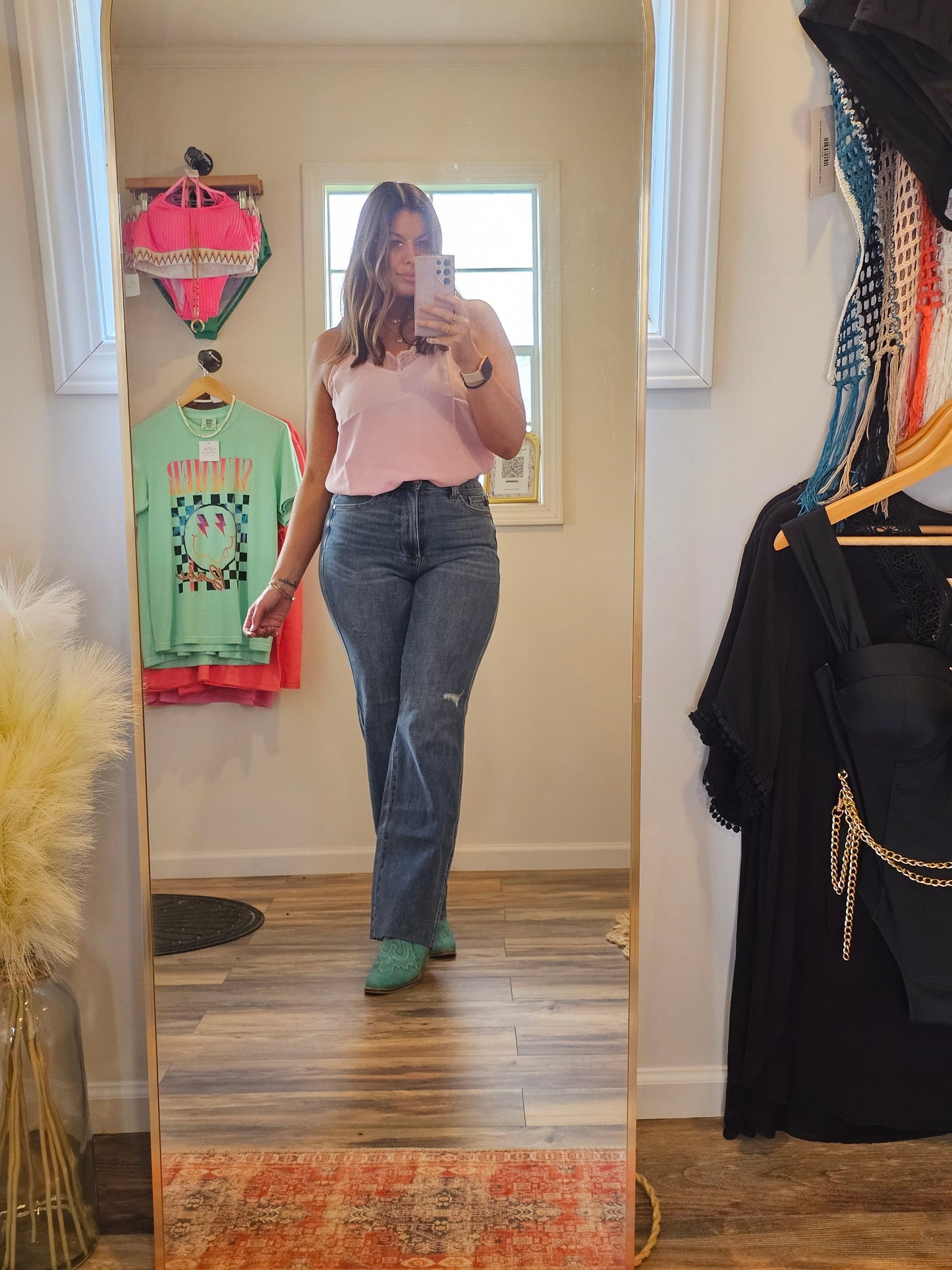 Judy Blue Tummy Control Cut Raw Hem Straight Jeans