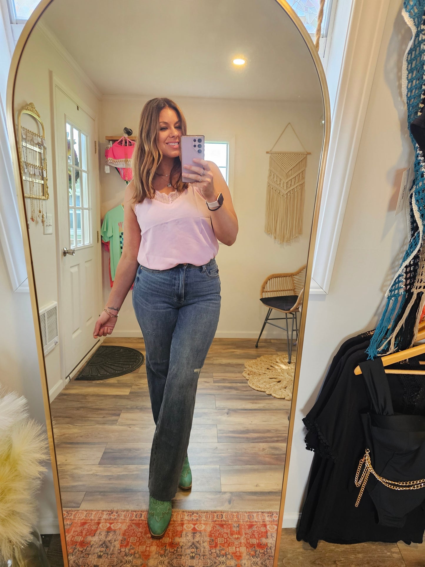 Judy Blue Tummy Control Cut Raw Hem Straight Jeans