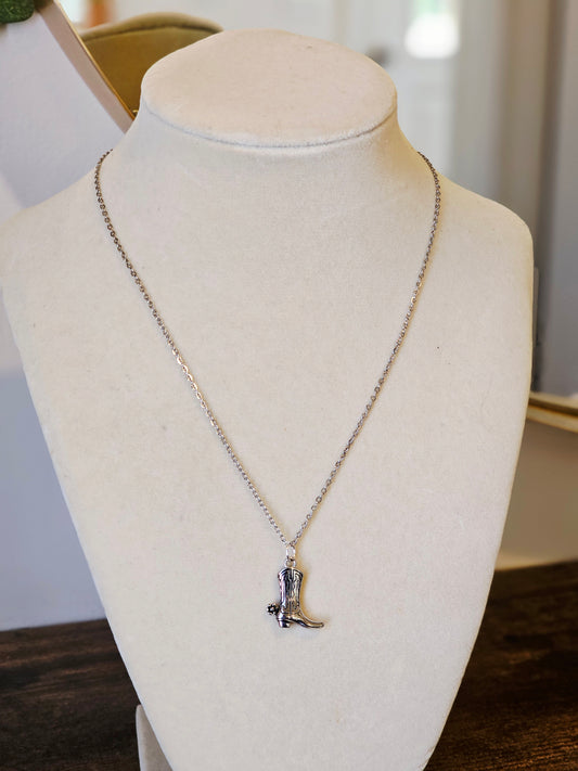 Cowgirl Boot Stainless Steel Waterproof Necklace