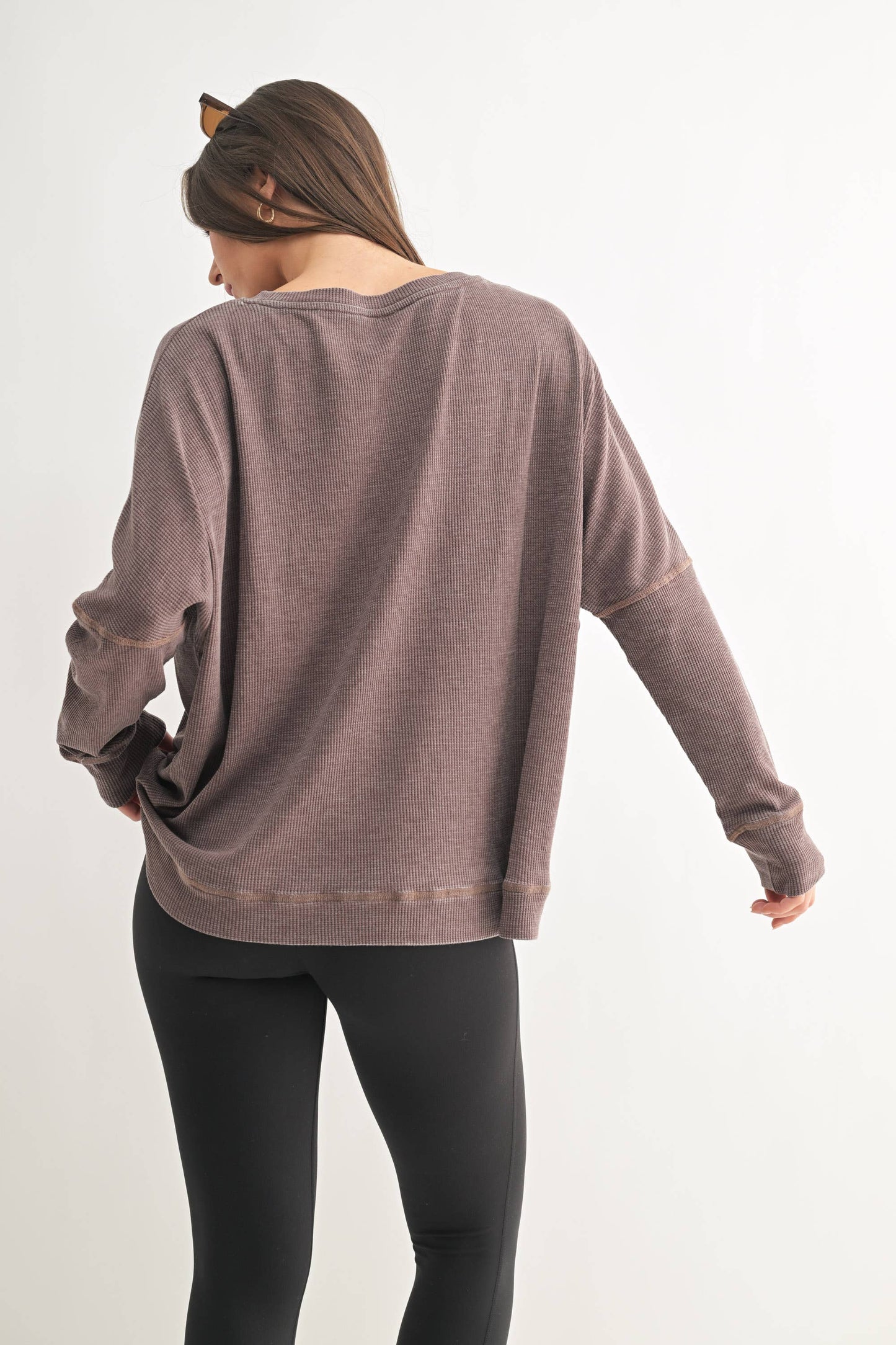 Oversized Waffle Ribbed Long Sleeve
