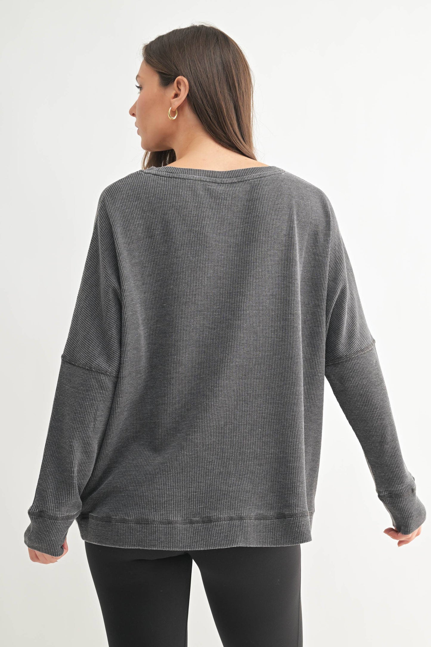 Oversized Waffle Ribbed Long Sleeve
