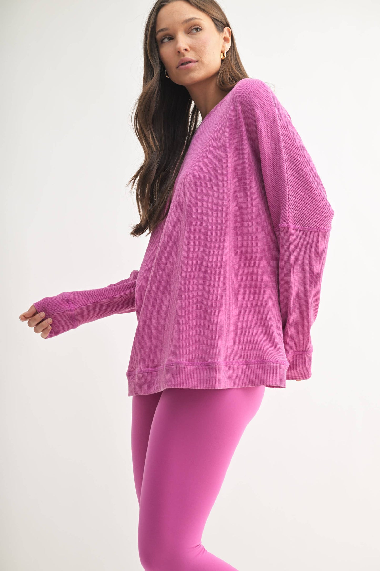 Oversized Waffle Ribbed Long Sleeve