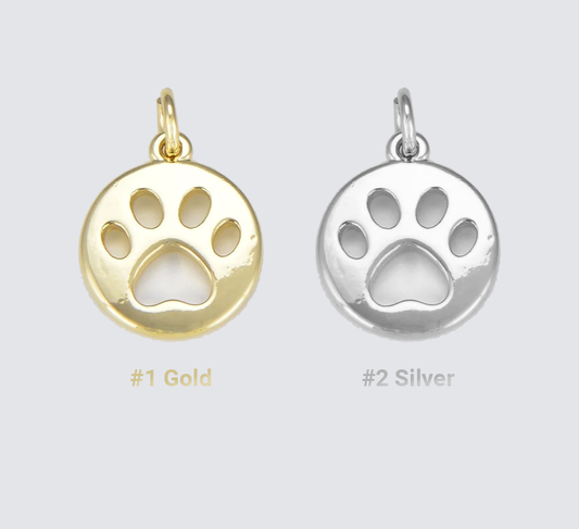 18K Gold Filled Paw Print Charm, Dog Pet Lover Charm