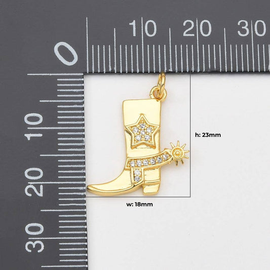 Gold Filled Star Texas Cowboy Boots Charm Pendant