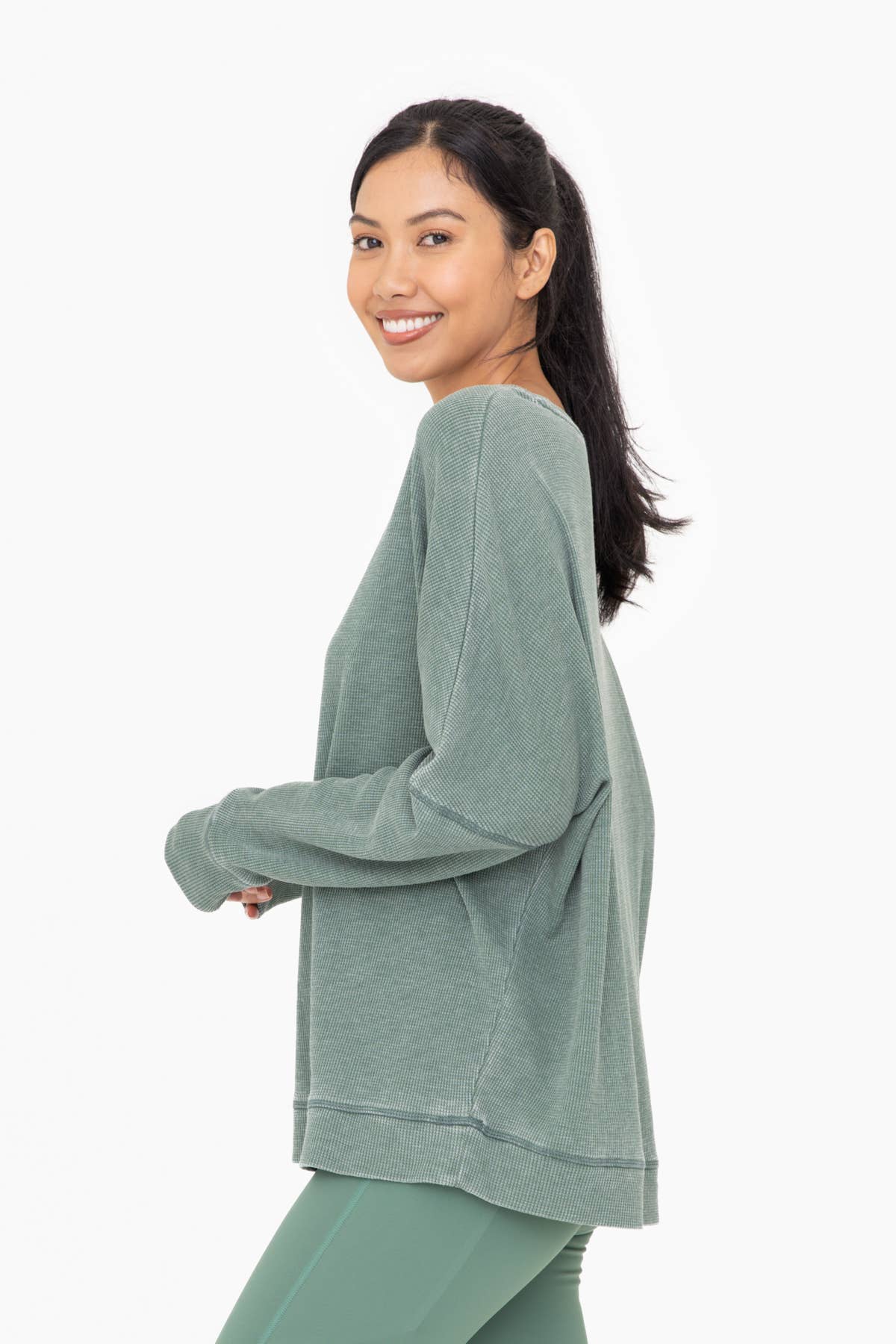 Oversized Waffle Ribbed Long Sleeve