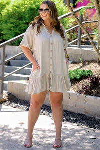 Jess Lea "Palmer" Button Up Dress In Oatmeal