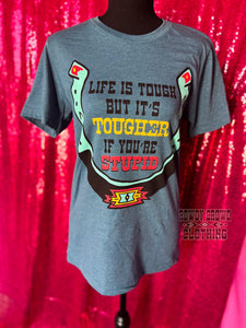 western apparel, western graphic tee, graphic western tees, wholesale clothing, western wholesale, women's western graphic tees, wholesale clothing and jewelry, western boutique clothing, western women's graphic tee, western cowgirl tee, western horseshoe tee, John Wayne quote graphic tee, tougher if you're stupid graphic tee