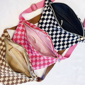 Check Yourself Checkered Belt Bum Bag In Pink