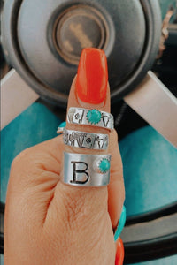 Twisted Cowboy Killer Stamped Ring With Authentic Turquoise