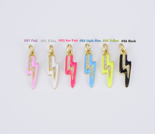 Colorful Enamel Lighting Bolt Charm Pendant