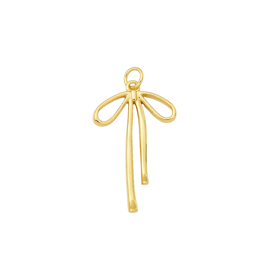 Gold Filled Ribbon Bow Minimalist Charm Pendant