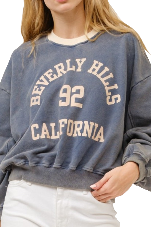 Warehouse|BEVERLY HILLS 92 CALIFORNIA Contrast Crop Sweatshirt